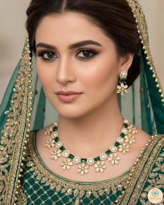 The Royal Emerald Bloom Necklace Set