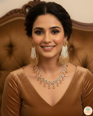 American Diamond Style Necklace Set - Rose Gold