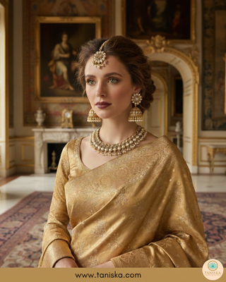 Golden Traditional Necklace Set - Antique Gold