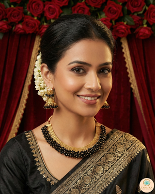 RANG-DE Pearl Necklace Set (Necklace, Earrings) - Black