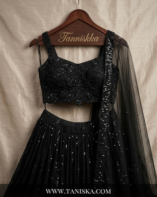 Midnight Sequin Embroidered Georgette Lehenga