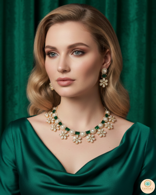 The Royal Emerald Bloom Necklace Set