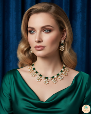 The Royal Emerald Bloom Necklace Set