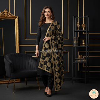 The Regal Checkerboard Phulkari Dupatta
