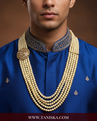 The Dynasty Sun-Dial | Filigree Medallion Pearl Mala