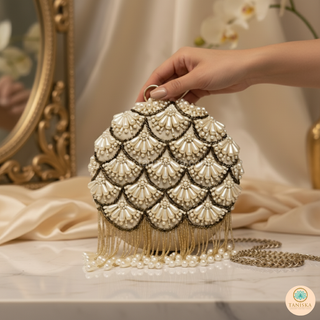 The Ivory Pearl Cascade Clutch Bag