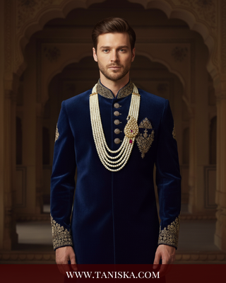 The Rajwada Sovereign | Grand Kundan & Gold Mala | Pearl White Kundan 5 Layered Mens / Groom Mala