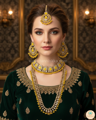 HANIYA Designer Yellow Necklace Set COMBO DEAL