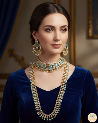 HANIYA Designer Sky Blue Necklace Set COMBO DEAL