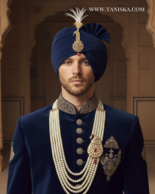 The Rajwada Sovereign | Grand Kundan & Gold Mala | Pearl White Kundan 5 Layered Mens / Groom Mala