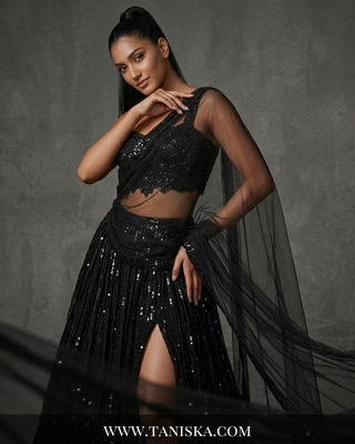 Midnight Sequin Embroidered Georgette Lehenga