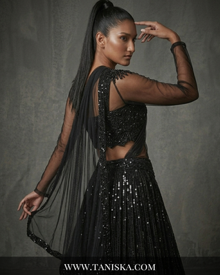 Midnight Sequin Embroidered Georgette Lehenga