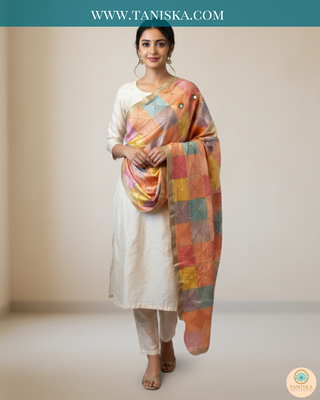 Pure Heritage Pastel Bagh Phulkari