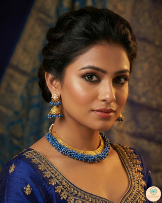 RANG-DE Pearl Necklace Set (Necklace, Earrings) - Blue