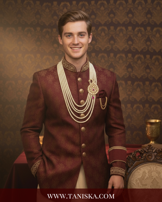 The Rajwada Sovereign | Grand Kundan & Gold Mala | Pearl White Kundan 5 Layered Mens / Groom Mala