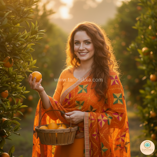 The Orange Star Bloom Phulkari Dupatta