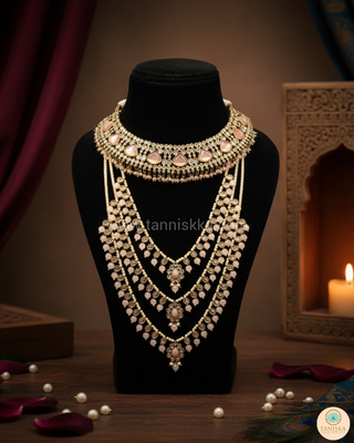 HANIYA Designer Peach Necklace Set COMBO DEAL