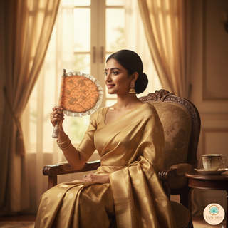 Peach Punjabi Pakhi (Hand Fans) - Pack of 2