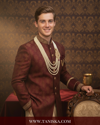 The Rajwada Sovereign | Grand Kundan & Gold Mala | Pearl White Kundan 5 Layered Mens / Groom Mala