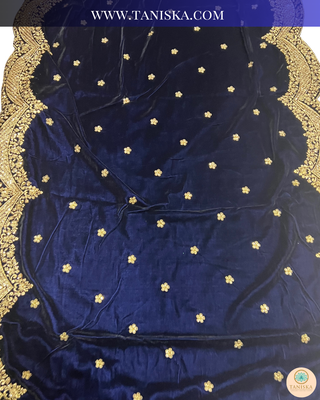 The Sapphire Sovereign | Velvet Zardosi Groom’s Shawl