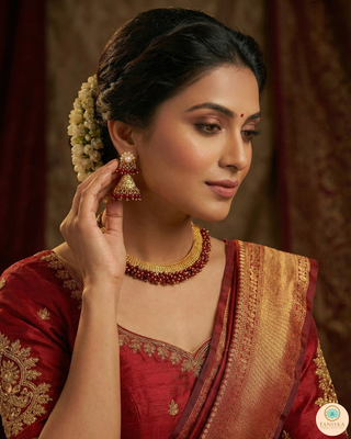 RANG-DE Pearl Necklace Set (Necklace, Earrings) - Maroon