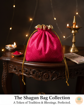 1 Hot Pink Multi-Purpose DORI RUMAL (Gift Bag, Thaal Cover, Potli Bag - Perfect for: Indian Wedding, Shagan Ceremony, Chunni Charhana, Bridal Shower, Baby Shower, Maiyan, Weddings, Favors, Shaadi, Walima)
