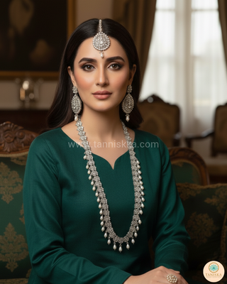 HANIYA Designer Antique Silver Long Haar Set