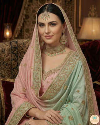LIYANA Golden (Mint/Baby Pink) Necklace Set