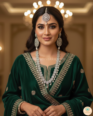 HANIYA Designer Antique Silver Long Haar Set