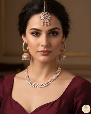 American Diamond Style Necklace Set - Rose Gold