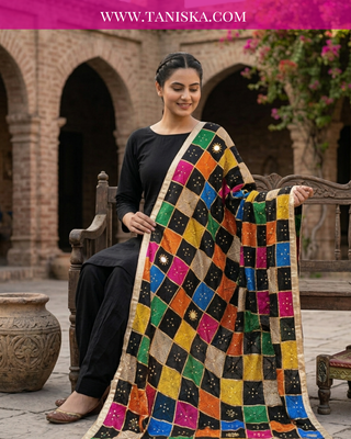 Midnight Onyx Jewel-Tone Bagh Phulkari