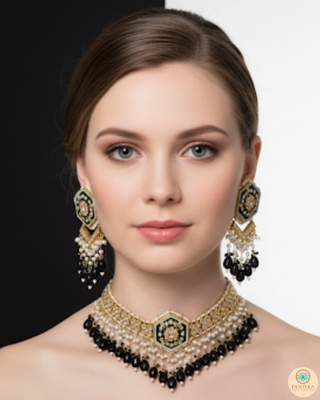 The Onyx Hexagon Majesty Necklace Set