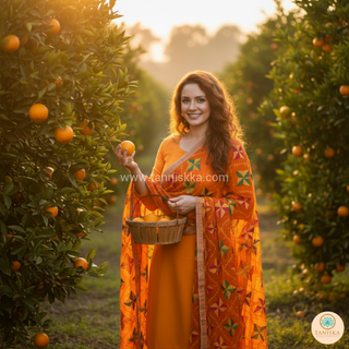 The Orange Star Bloom Phulkari Dupatta