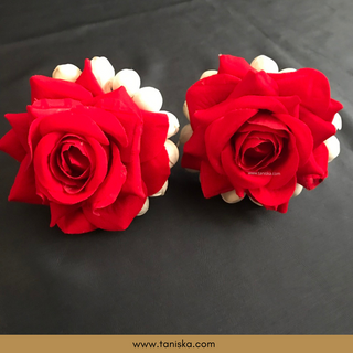 Red/Deep Red Traditional Gajra Pins - Set of 2 Gajra Hair Pins - Bright Red - Hair Accessories