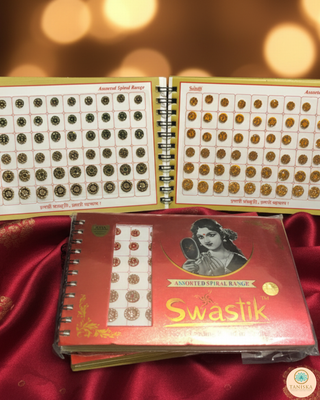 Swastik Golden Swarovski Style FANCY Bindi Book (960 Bindis) - with MIRROR - Bindi Book