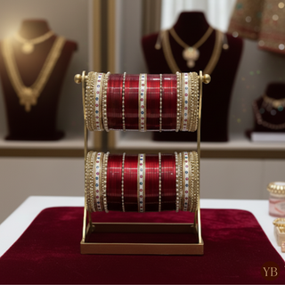 Ombre Maroon Bridal Choora / Bangles Set