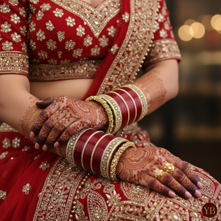 Ruby Red Ombre (two-tone) Bridal Choora / Bangles Set