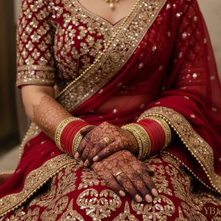 Red Bridal Choora / Bangles Set + FREE Red Sequential Bangle Box