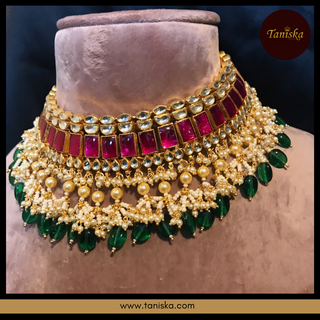 ARIAYANA Traditional Pachi-Kundan Necklace Set - Necklace Set