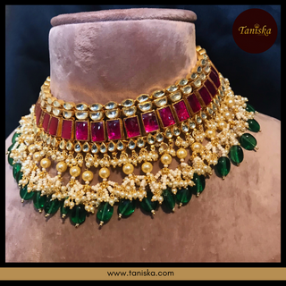 ARIAYANA Traditional Pachi-Kundan Necklace Set - Necklace Set