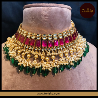 ARIAYANA Traditional Pachi-Kundan Necklace Set - Necklace Set