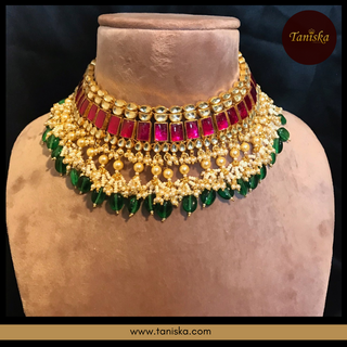ARIAYANA Traditional Pachi-Kundan Necklace Set - Necklace Set