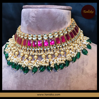 ARIAYANA Traditional Pachi-Kundan Necklace Set - Necklace Set