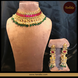 ARIAYANA Traditional Pachi-Kundan Necklace Set - Necklace Set