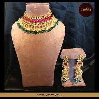 ARIAYANA Traditional Pachi-Kundan Necklace Set - Necklace Set