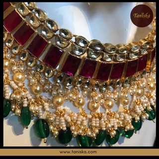 ARIAYANA Traditional Pachi-Kundan Necklace Set - Necklace Set