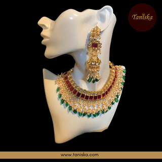 ARIAYANA Traditional Pachi-Kundan Necklace Set - Necklace Set
