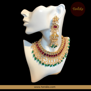 ARIAYANA Traditional Pachi-Kundan Necklace Set - Necklace Set