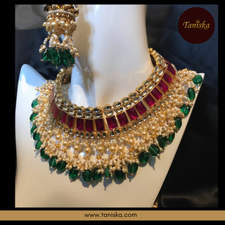 ARIAYANA Traditional Pachi-Kundan Necklace Set - Necklace Set