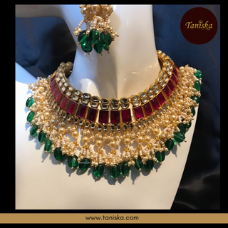 ARIAYANA Traditional Pachi-Kundan Necklace Set - Necklace Set